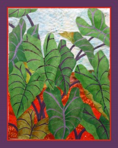 Kalo Field, raw-edge applique, free motion stictching, hand painting